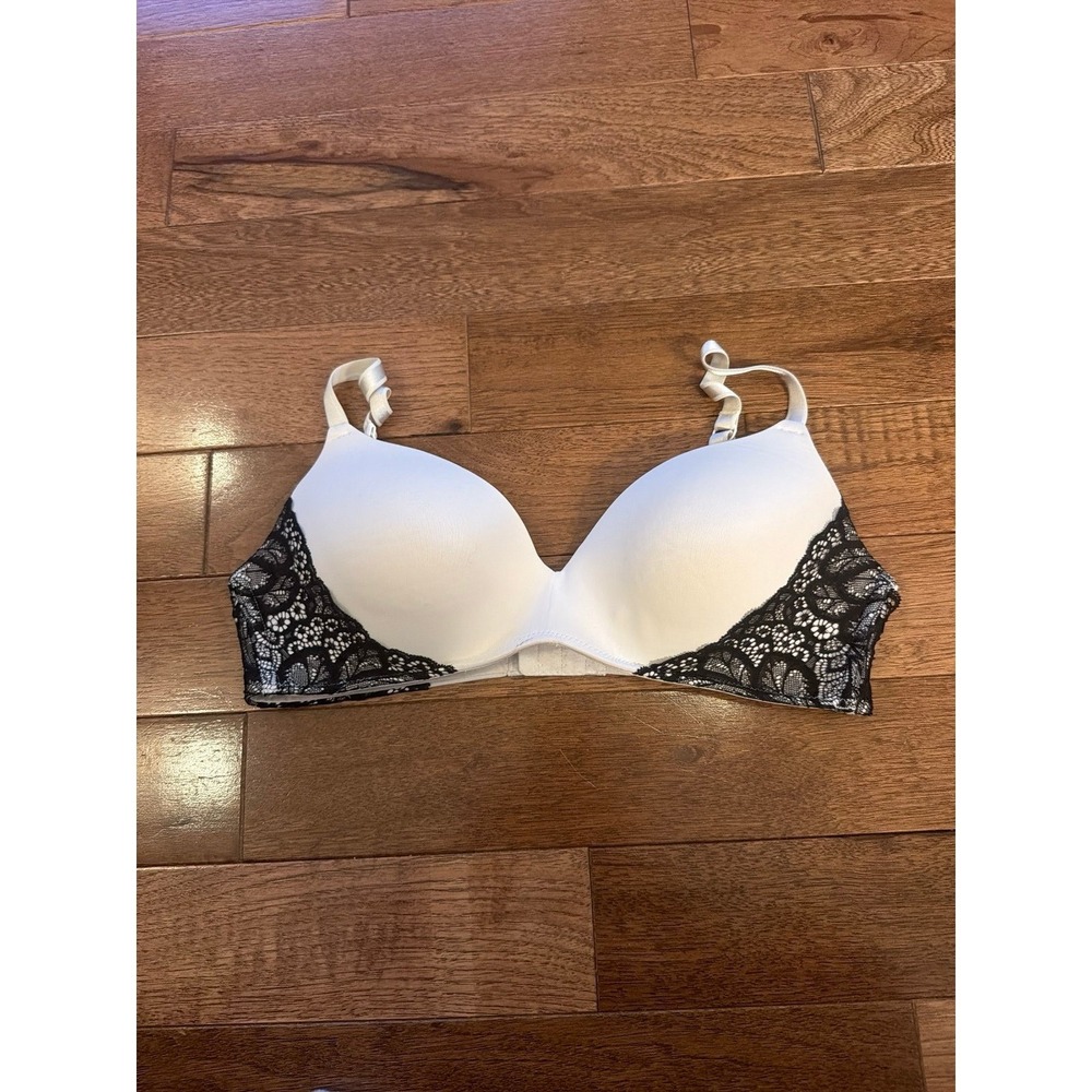 Women's White Lace Trim Push-Up Bra Auden The Bliss Wireless 36C
